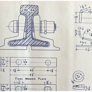 1946 Railroad Bangor Aroostook Continuous Insulated Joint Blueprint H22 DWDD14